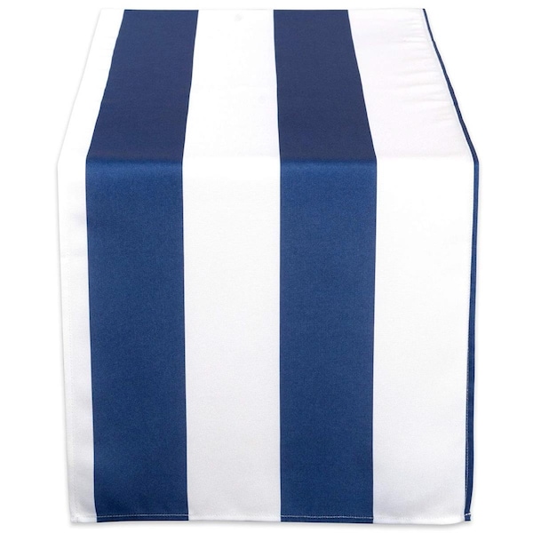 Fastfood 14 x 108 in. Nautical Blue Cabana Stripe Outdoor Table Runner FA1536624 - main